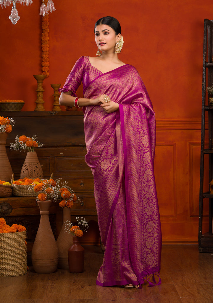 Purple Zariwork Banarasi Saree