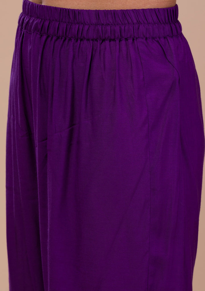 Purple Zariwork Art Silk Readymade Sharara Kameez