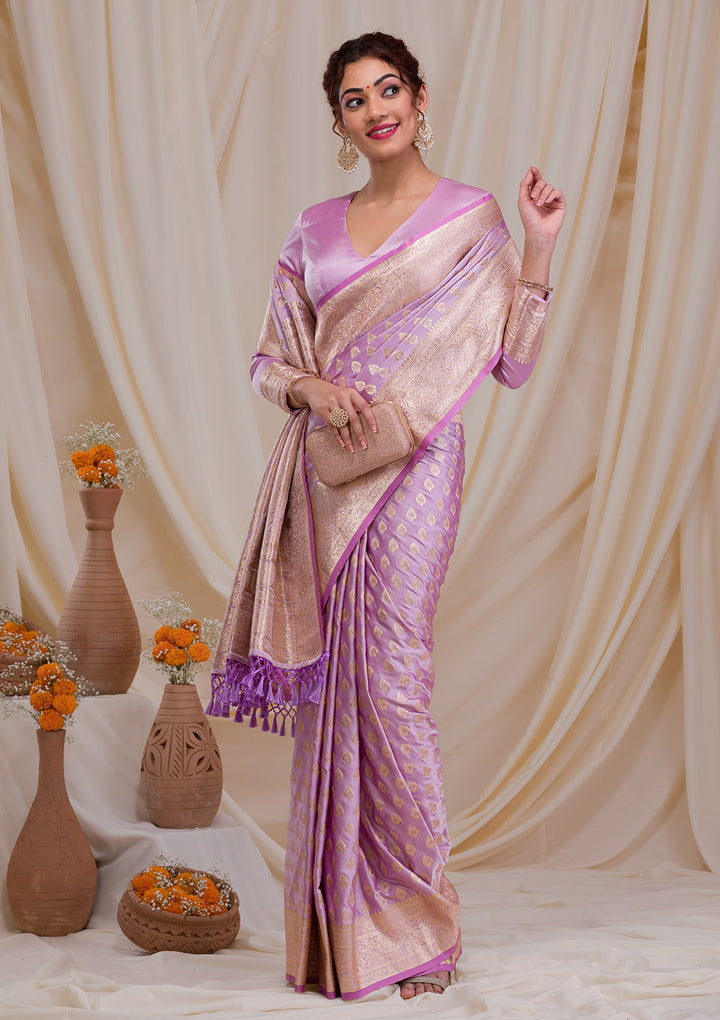Purple Zariwork Art Silk Saree-Koskii