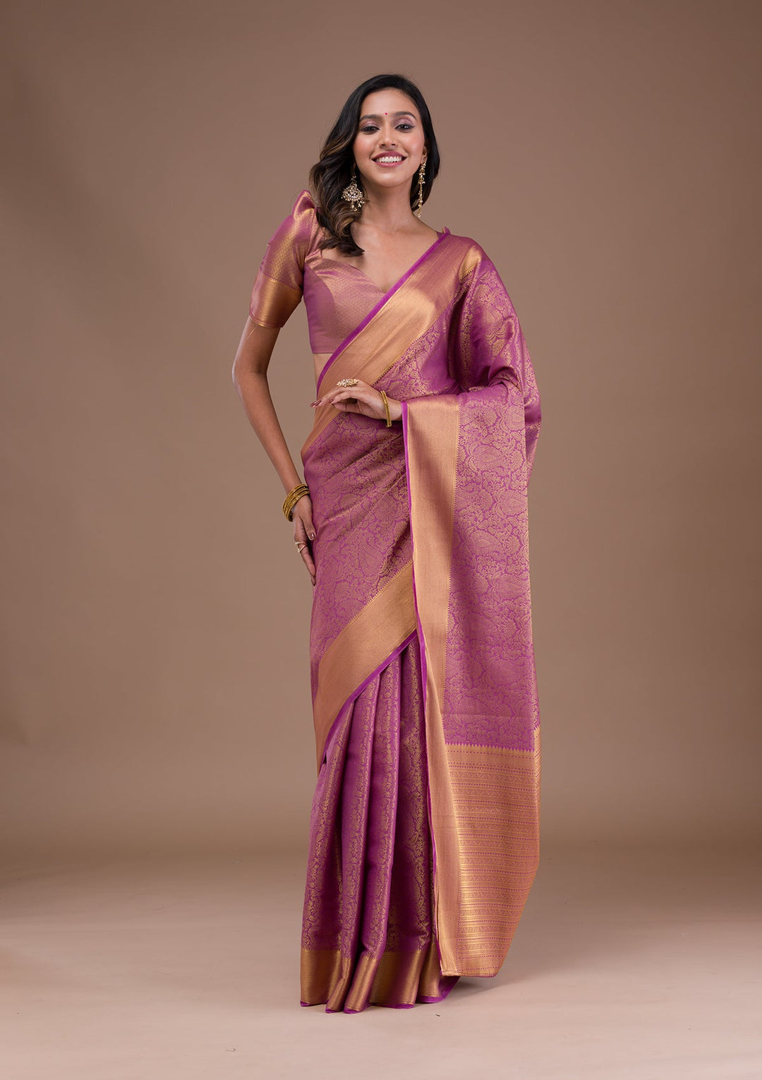 Lavender Zariwork Crepe Designer Saree-Koskii
