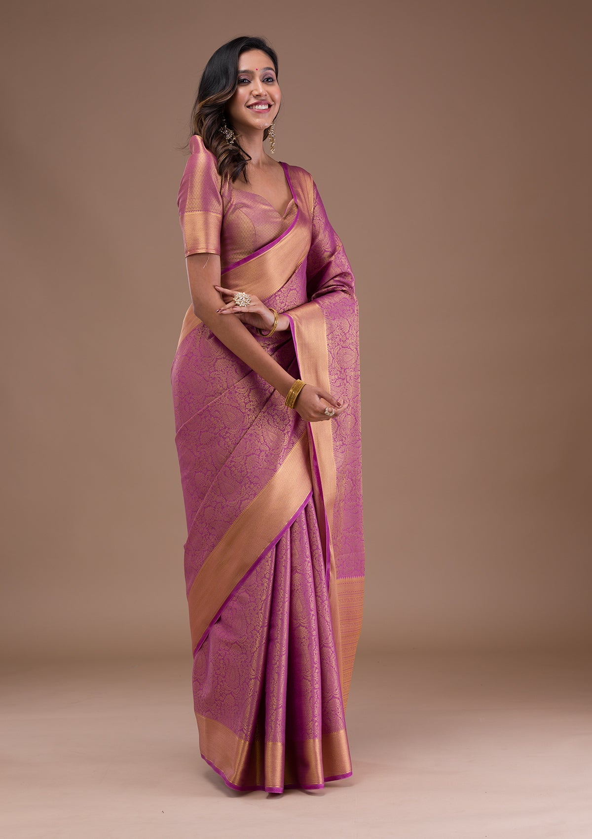 Lavender Zariwork Crepe Designer Saree-Koskii