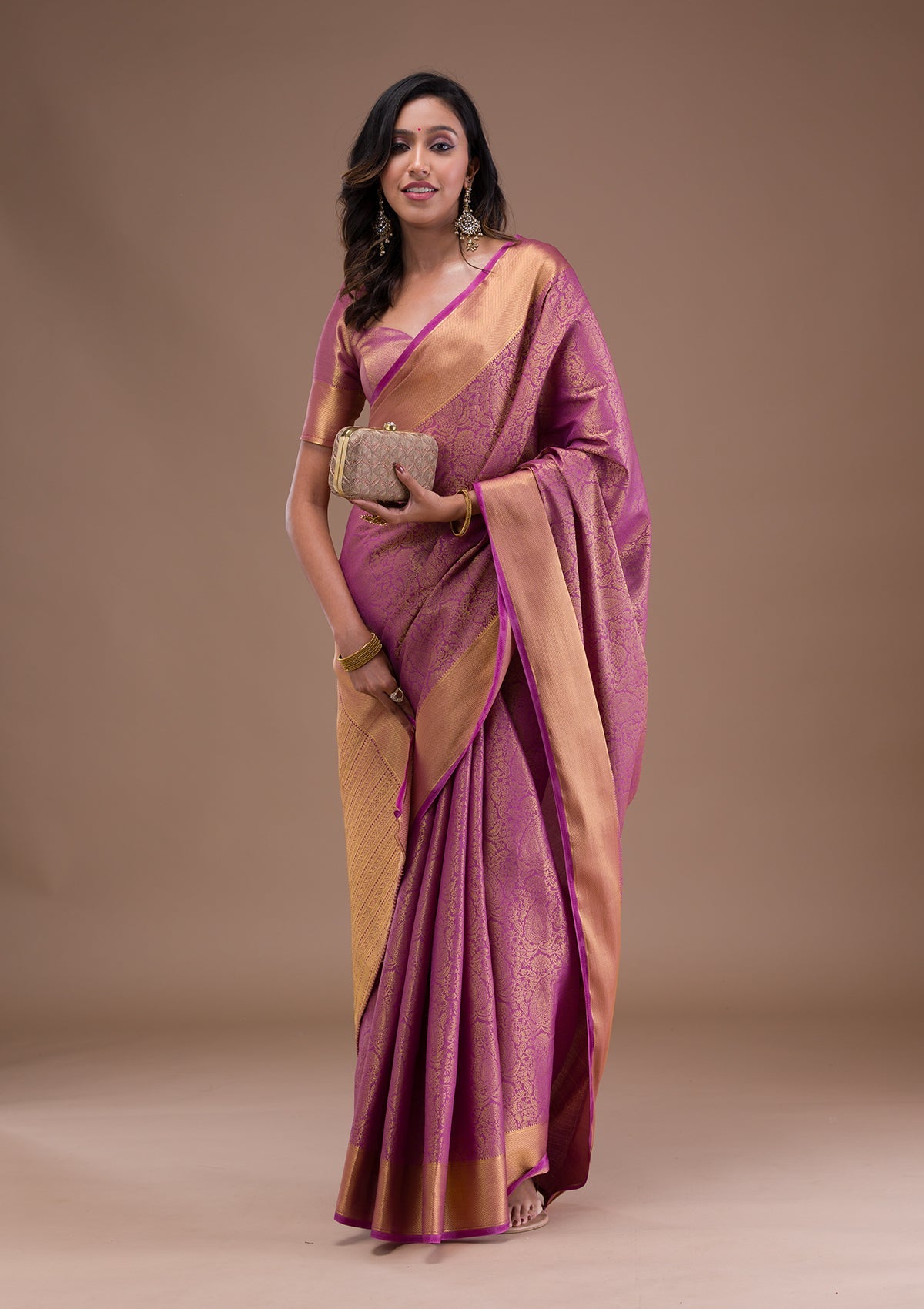 Lavender Zariwork Crepe Designer Saree-Koskii