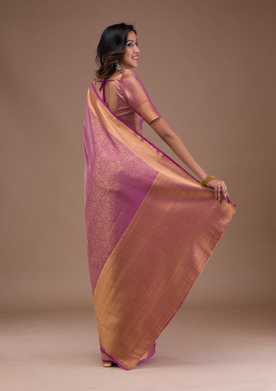 Lavender Zariwork Crepe Designer Saree-Koskii