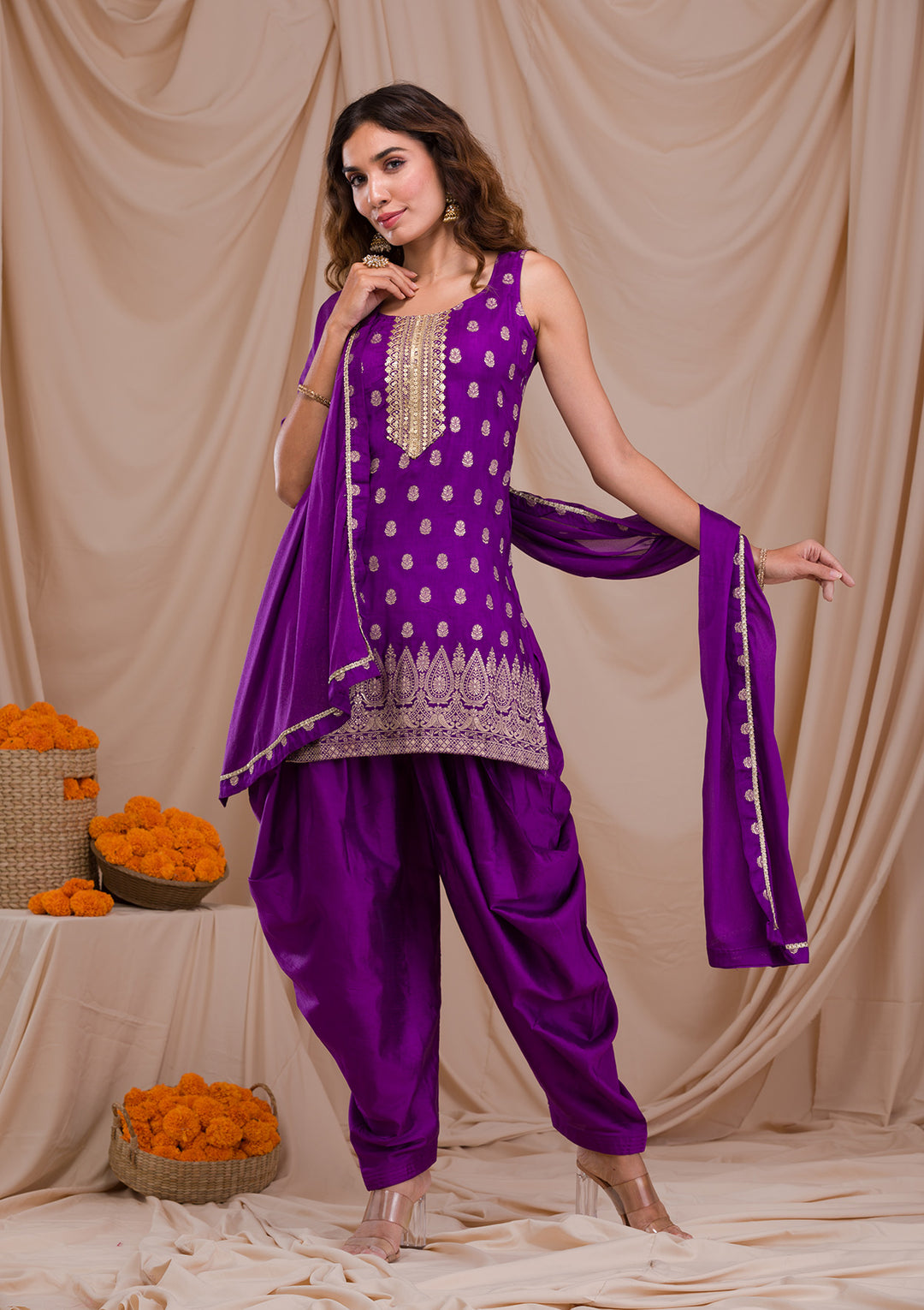 Purple Salwar Suit With Banarasi Dupatta Online Buy Purple