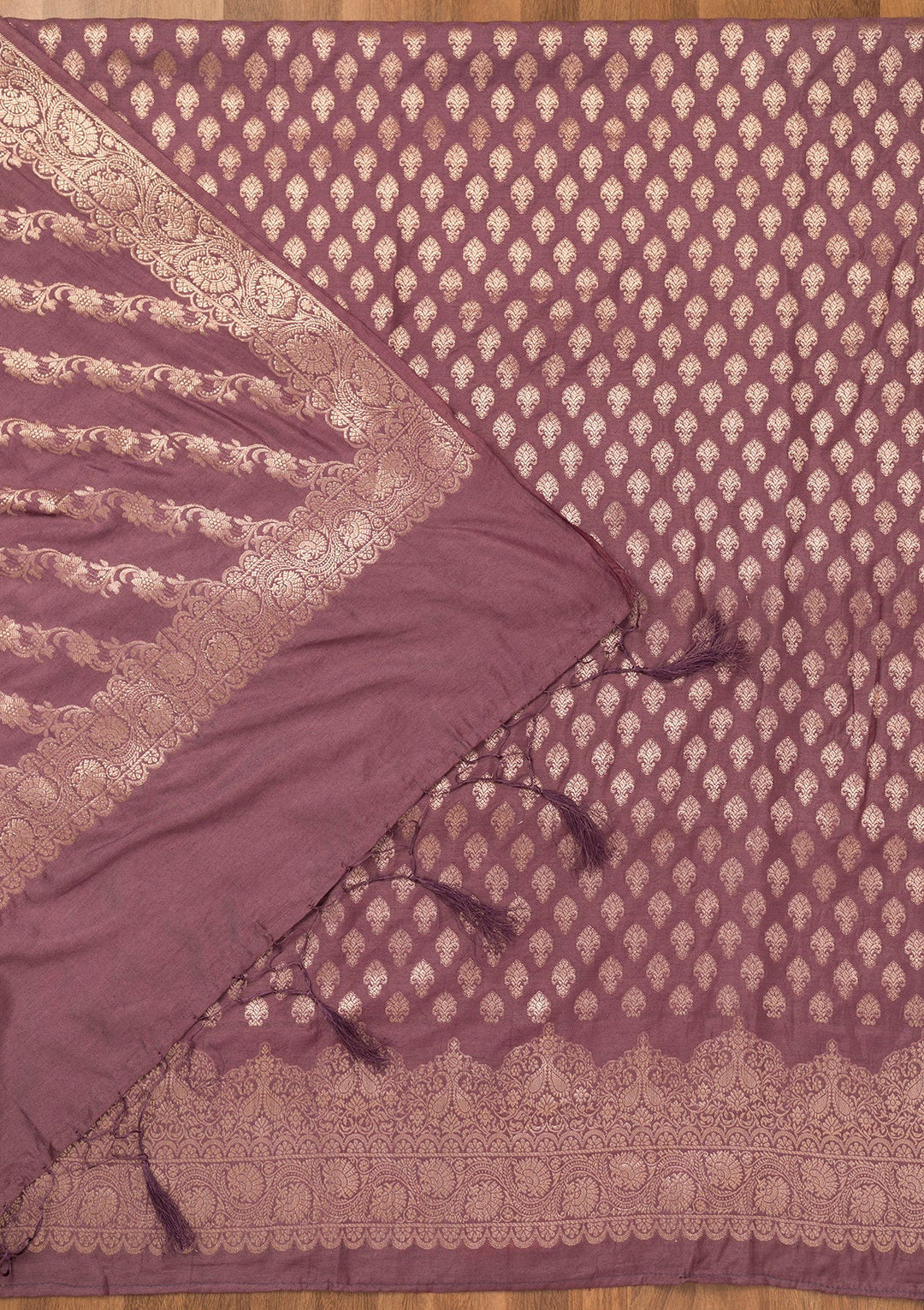 Purple Zariwork Banarasi Unstitched Salwar Suit-Koskii