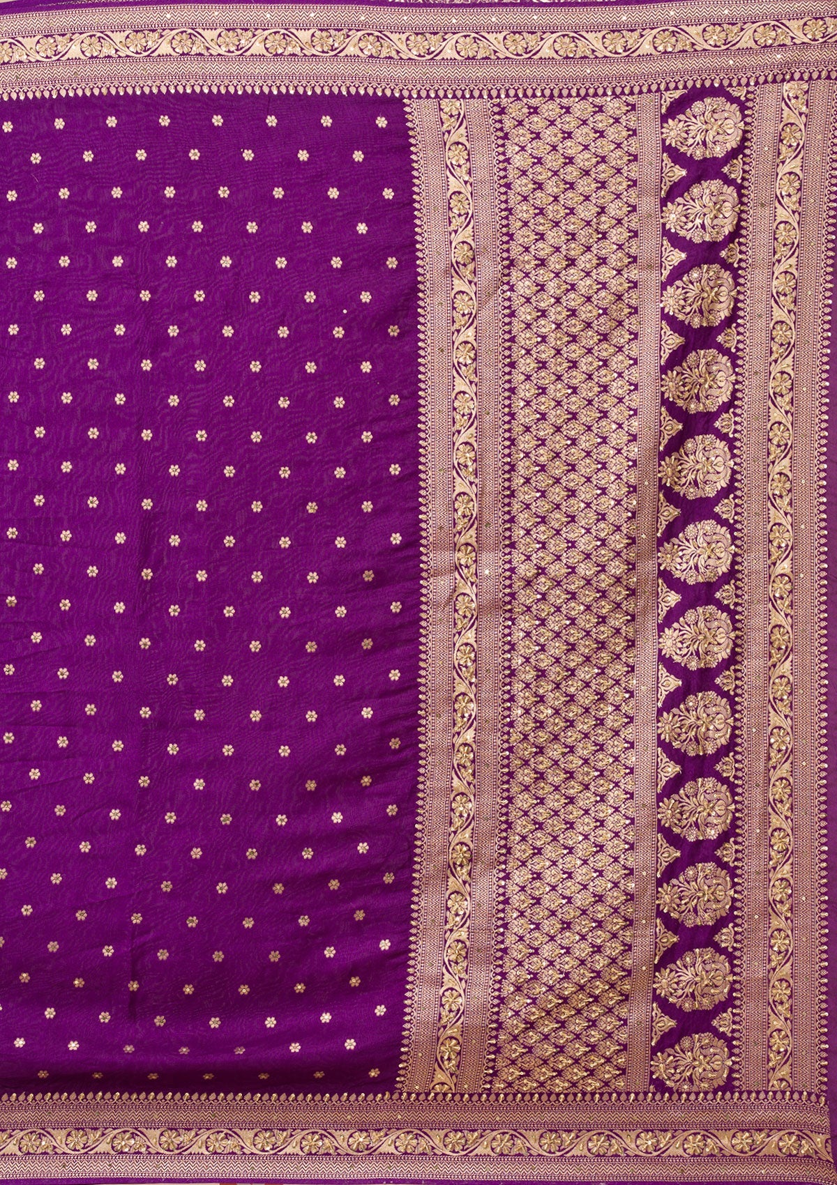 Purple Zariwork Banarasi Silk Saree-Koskii