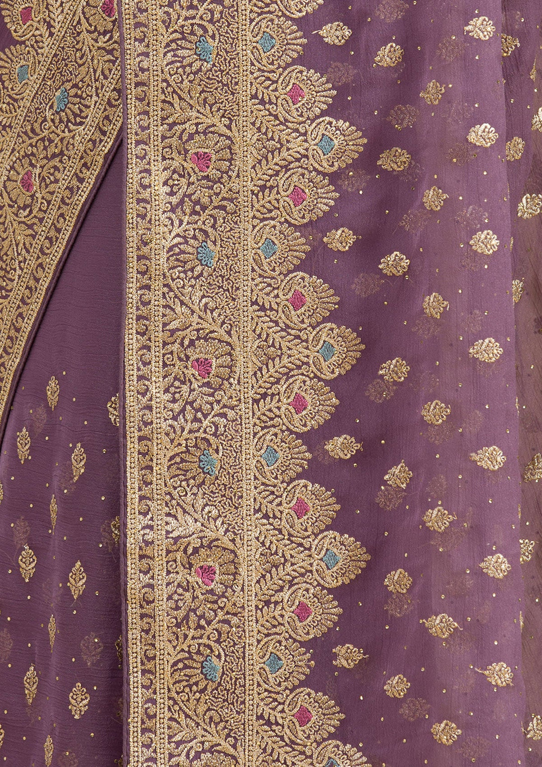 Purple Zariwork Chiffon Saree