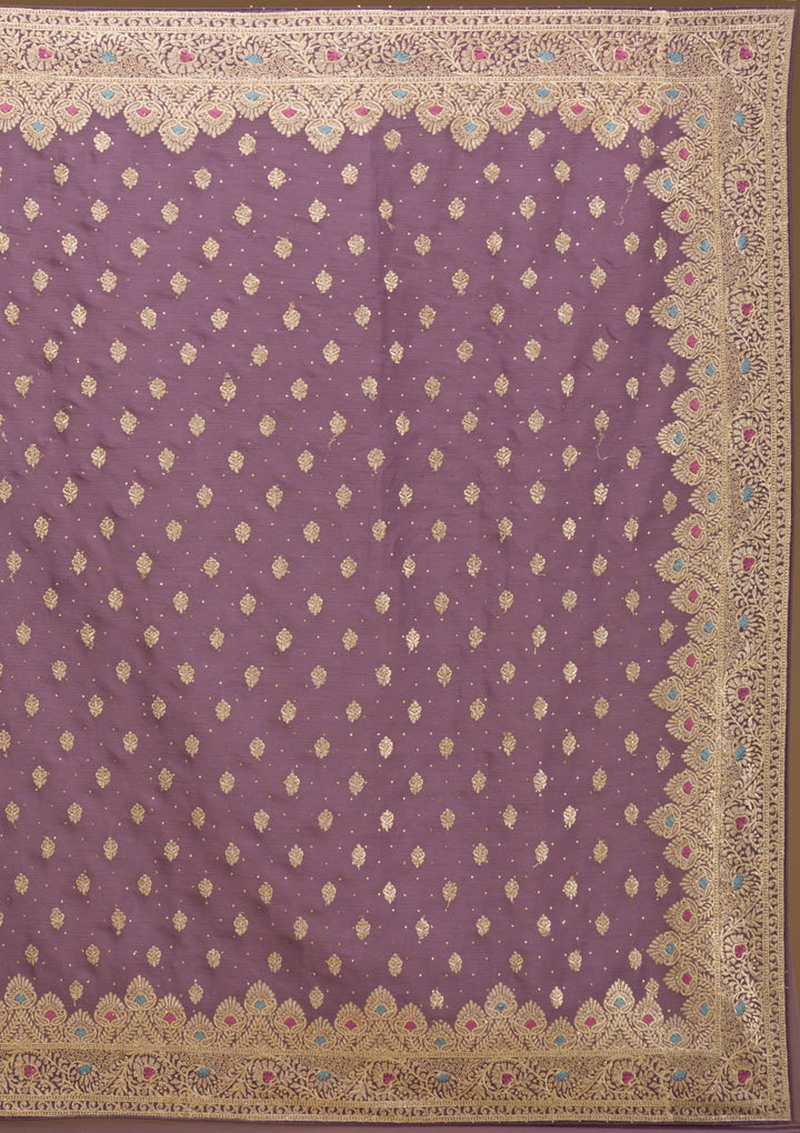 Purple Zariwork Chiffon Saree