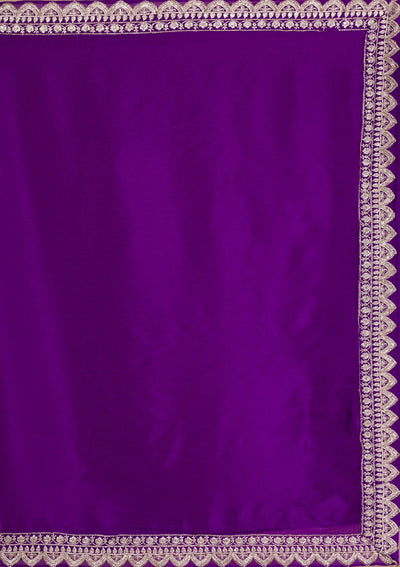 Purple Zariwork Crepe Readymade Lehenga-Koskii
