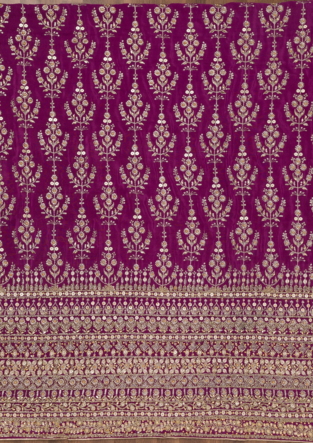 Purple Zariwork Crepe Unstitched Salwar Suit-Koskii