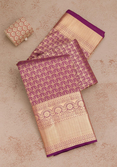 Purple Zariwork Banarasi Pure Silk Saree