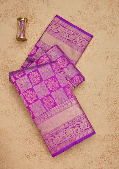 Purple Zariwork Pure Silk Saree-Koskii