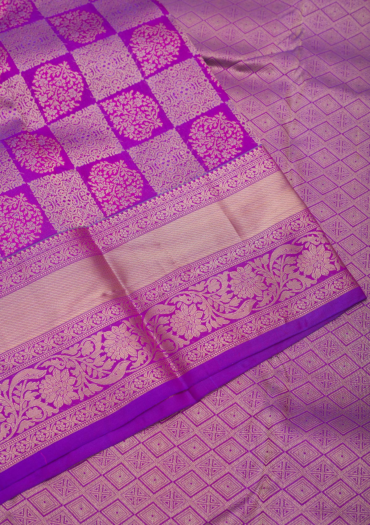 Purple Zariwork Pure Silk Saree-Koskii