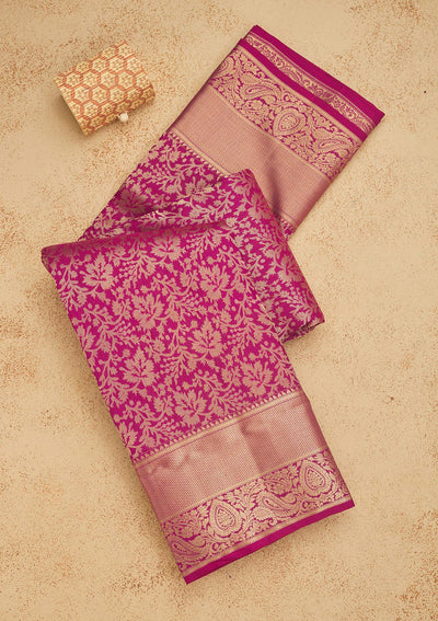 Purple Zariwork Pure Silk Saree-Koskii