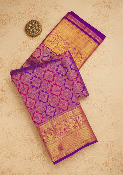 Purple Zariwork Pure Silk Saree-Koskii