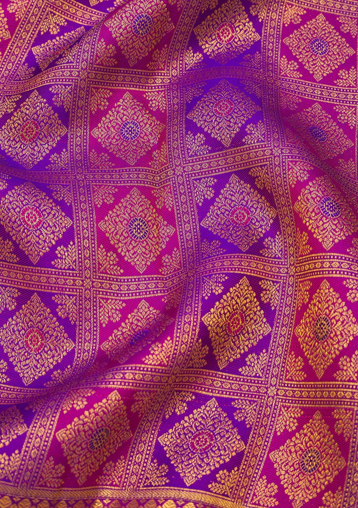 Purple Zariwork Pure Silk Saree-Koskii