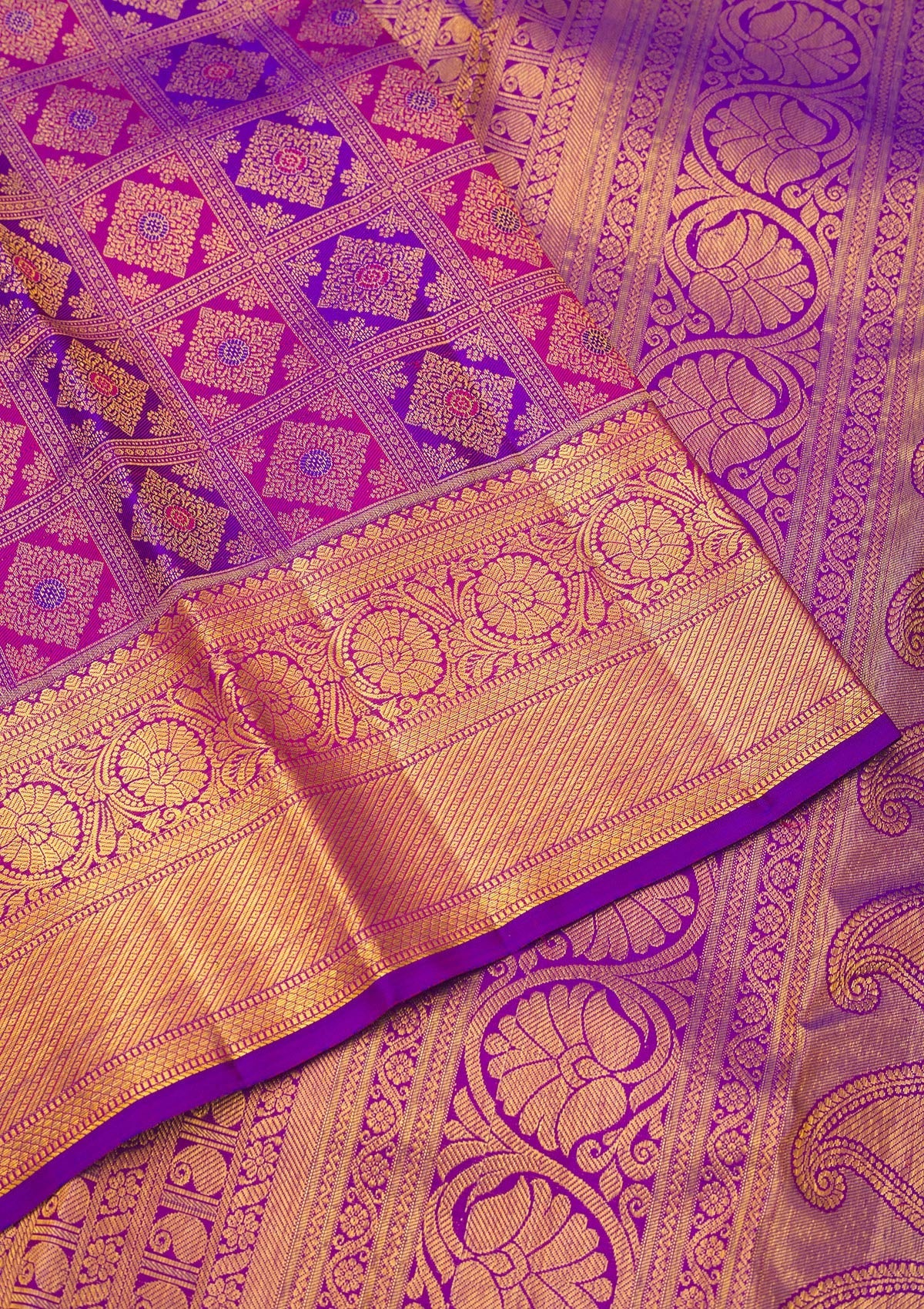 Purple Zariwork Pure Silk Saree-Koskii