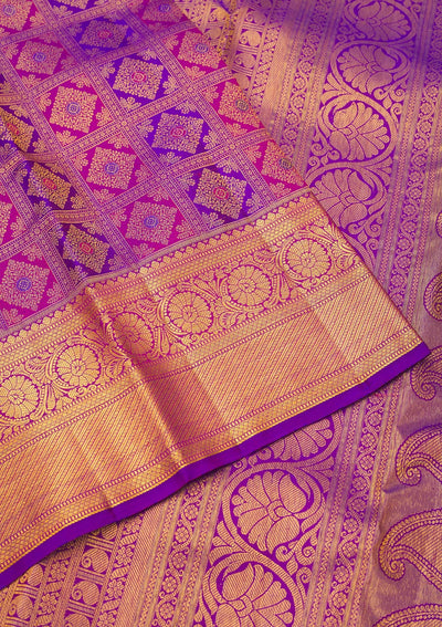 Purple Zariwork Pure Silk Saree-Koskii