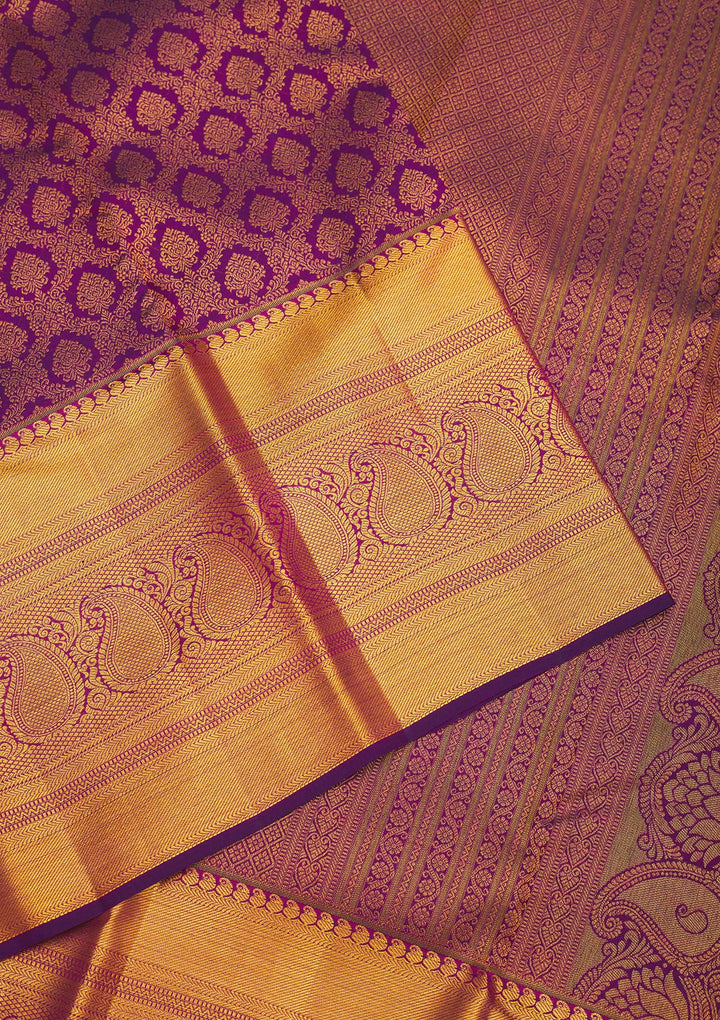 Purple Zariwork Pure Silk Saree-Koskii