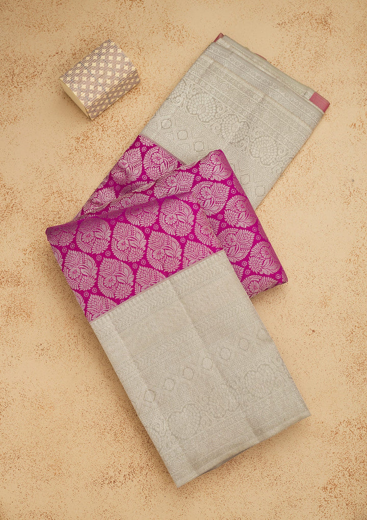 Purple Zariwork Pure Silk Saree-Koskii
