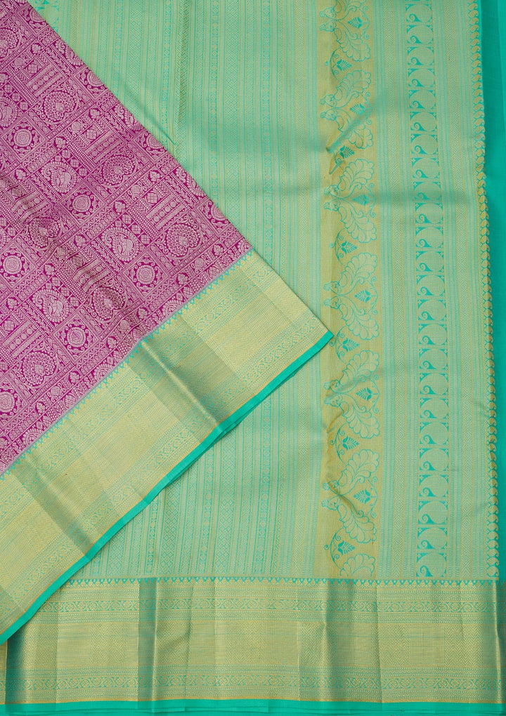 Purple Zariwork Pure Silk Saree-Koskii