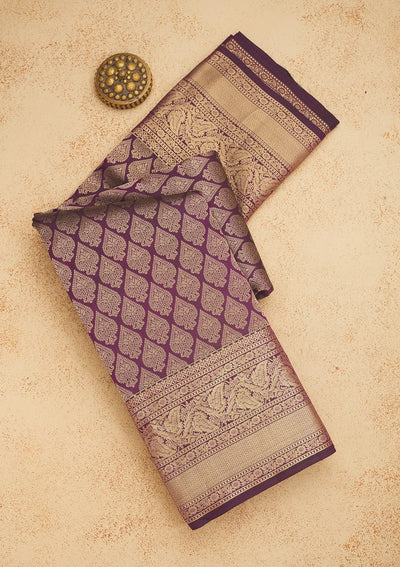 Purple Zariwork Pure Silk Saree-Koskii