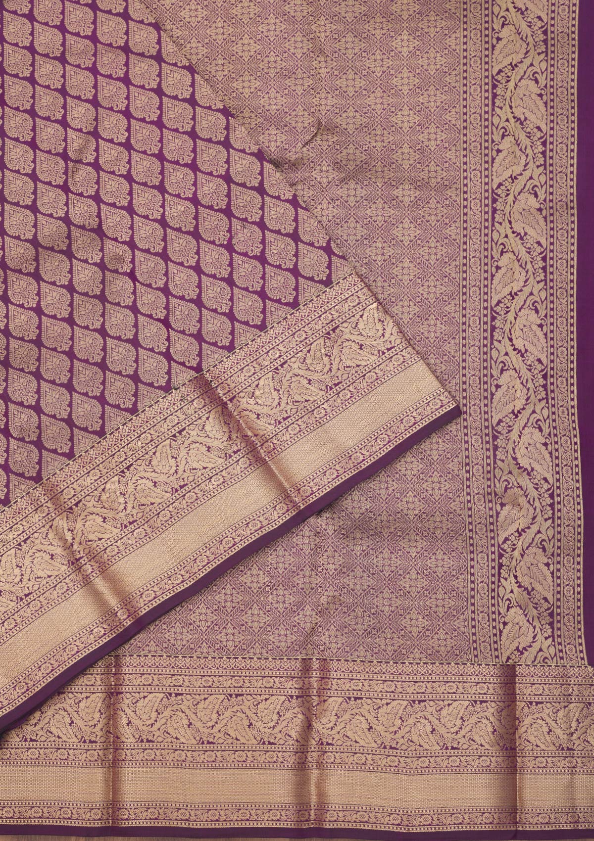 Purple Zariwork Pure Silk Saree-Koskii