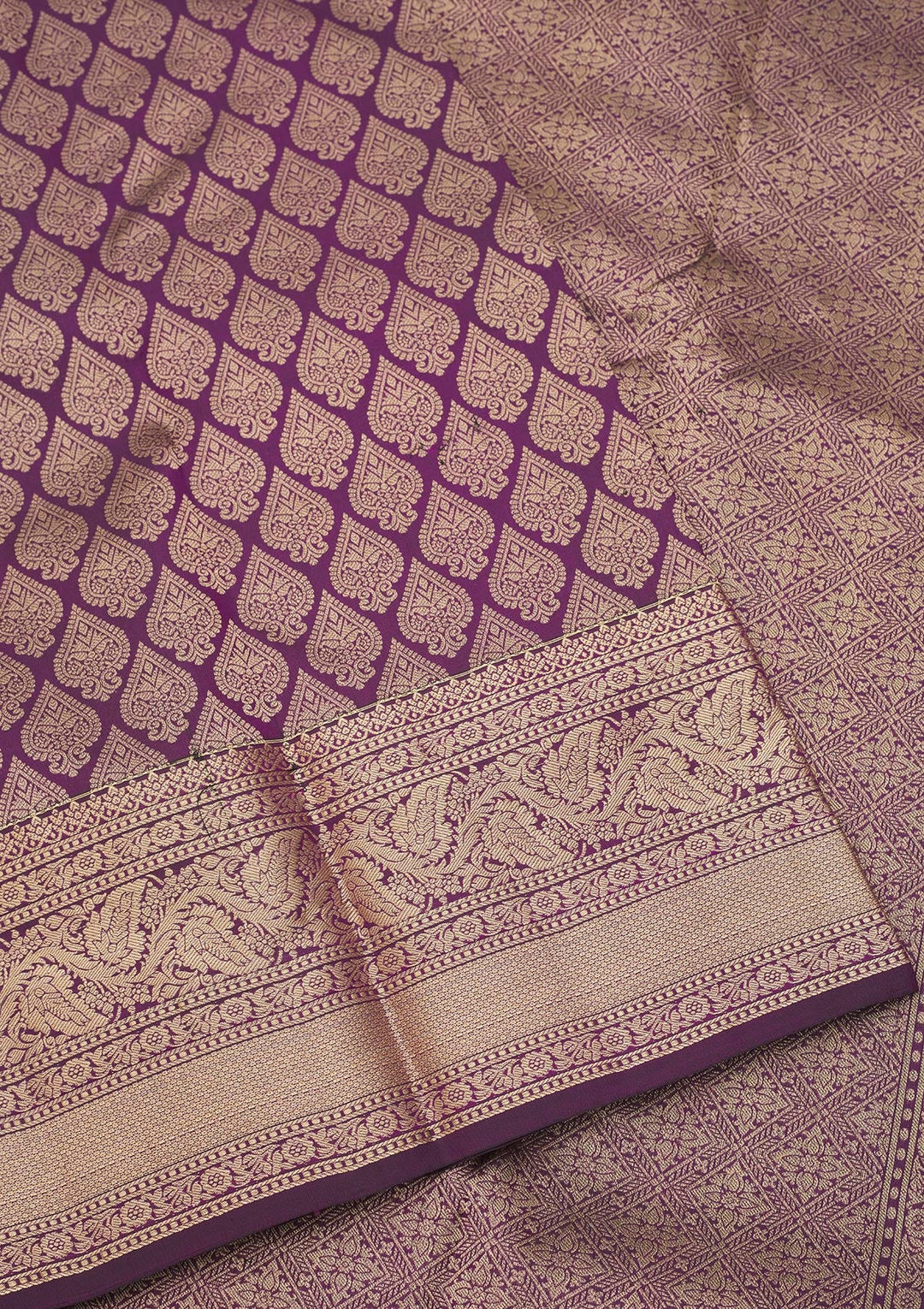 Purple Zariwork Pure Silk Saree-Koskii