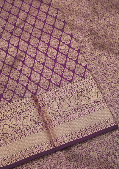 Purple Zariwork Pure Silk Saree-Koskii