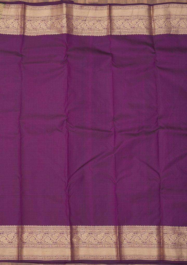 Purple Zariwork Pure Silk Saree-Koskii