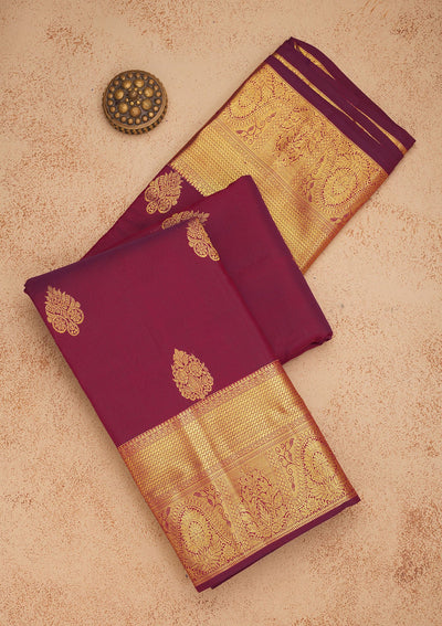 Purple Zariwork Pure Silk Saree-Koskii