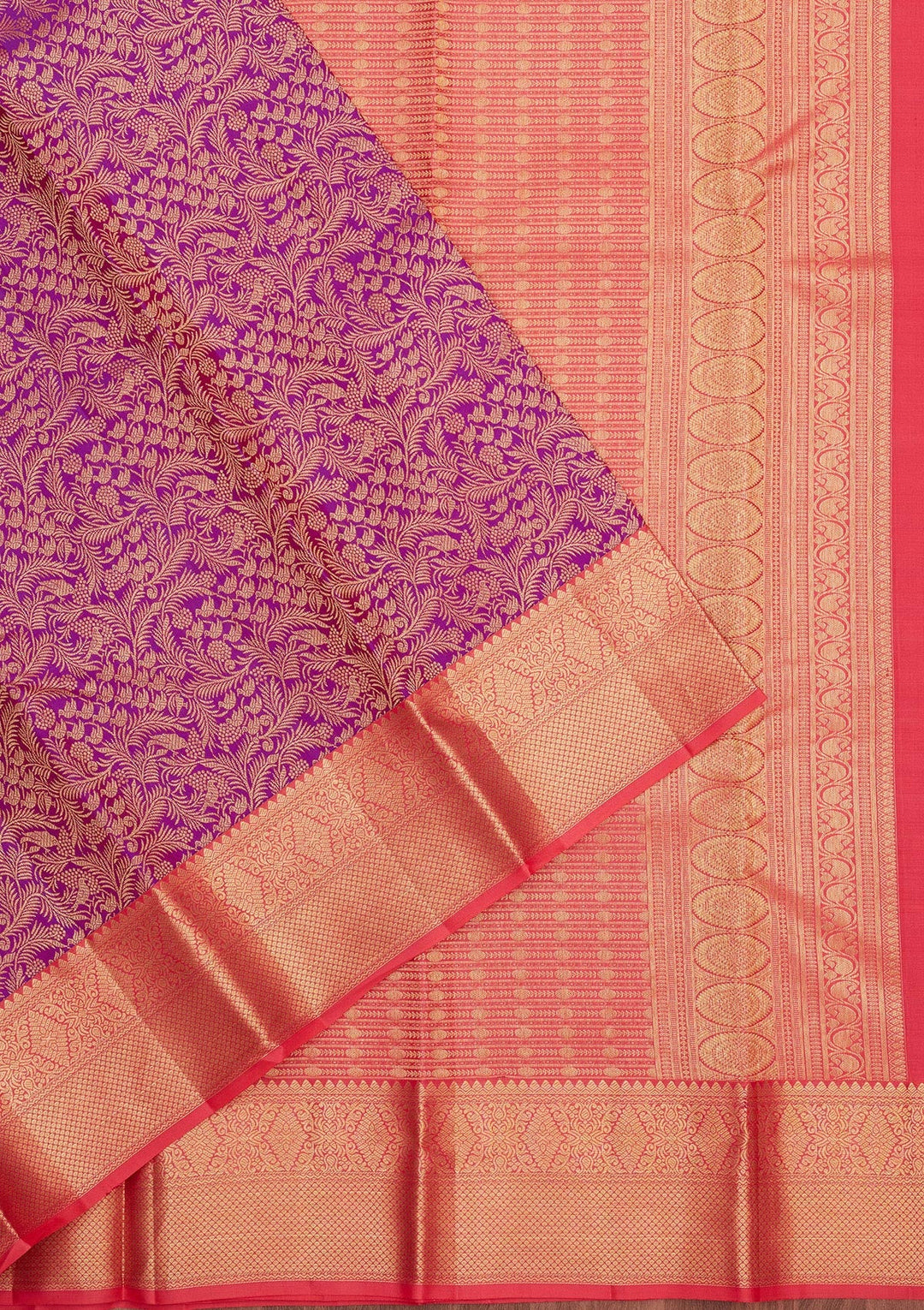 Purple Zariwork Pure Silk Saree-Koskii