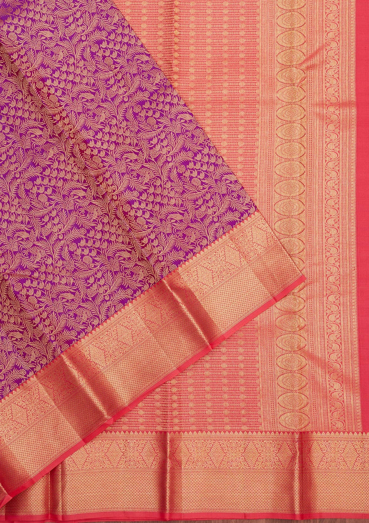 Purple Zariwork Pure Silk Saree-Koskii