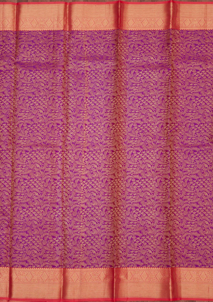 Purple Zariwork Pure Silk Saree-Koskii