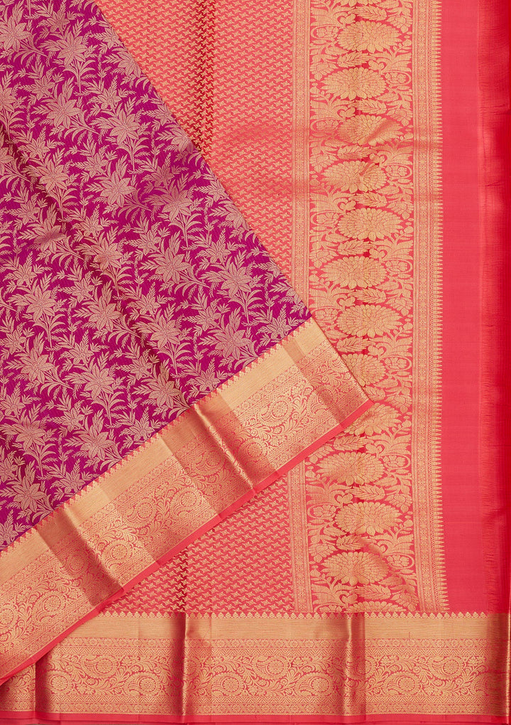 Purple Zariwork Pure Silk Saree-Koskii