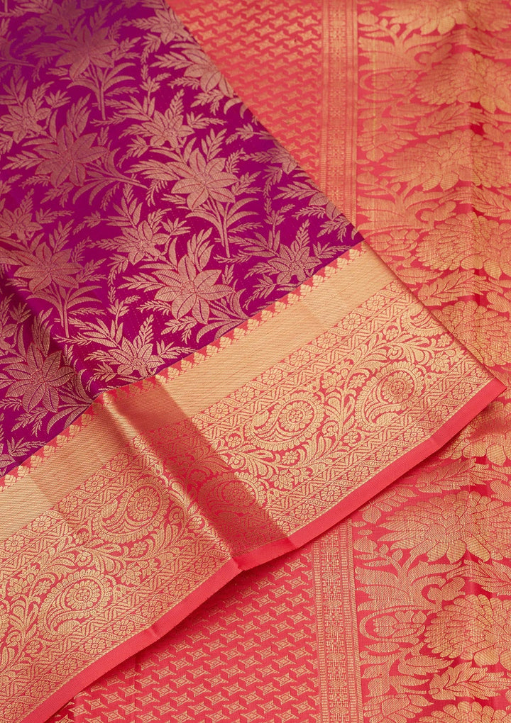 Purple Zariwork Pure Silk Saree-Koskii