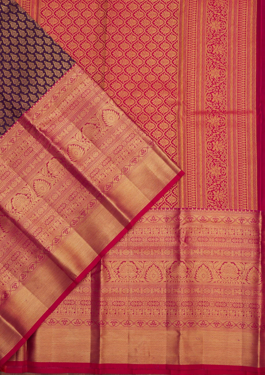 Purple Zariwork Pure Silk Saree-Koskii