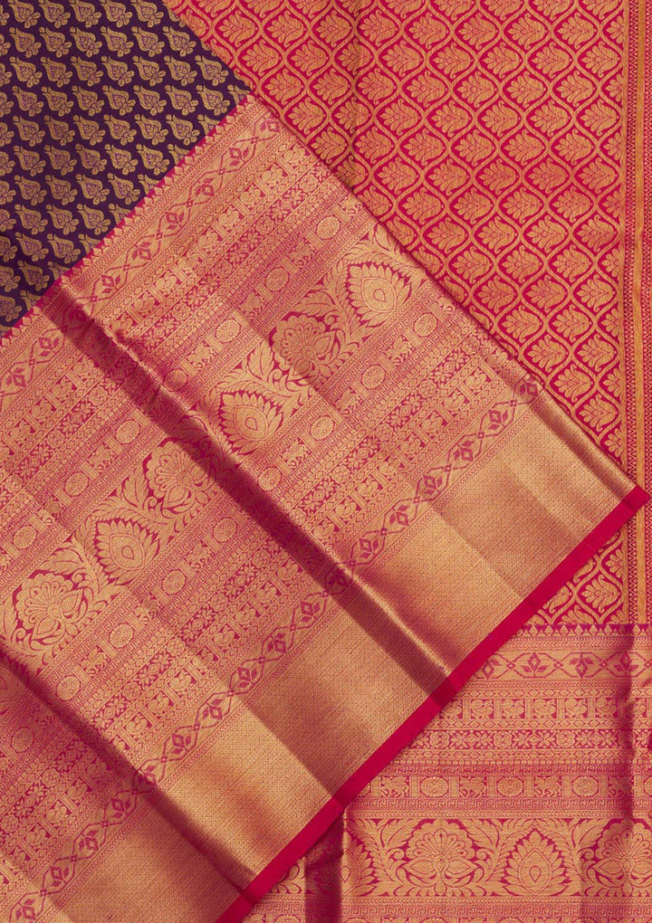 Purple Zariwork Pure Silk Saree-Koskii