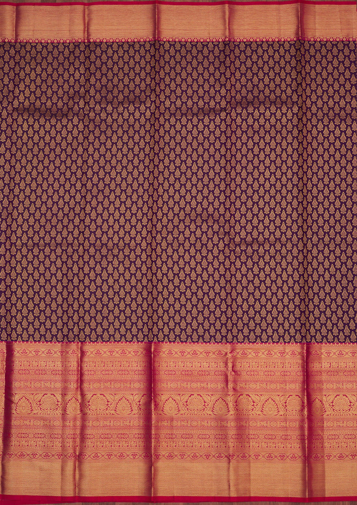 Purple Zariwork Pure Silk Saree-Koskii