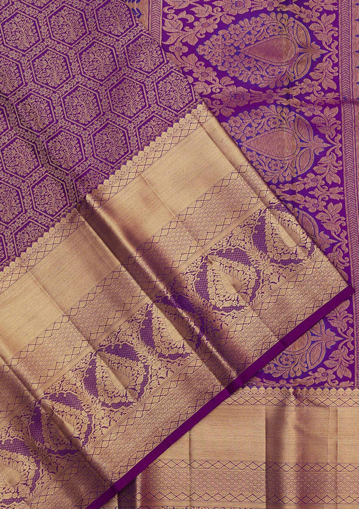 Purple Zariwork Pure Silk Saree-Koskii