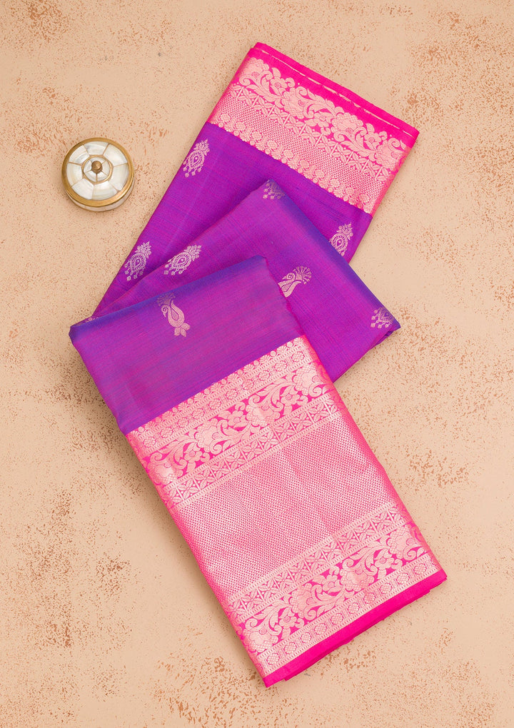 Purple Zariwork Pure Silk Saree-Koskii