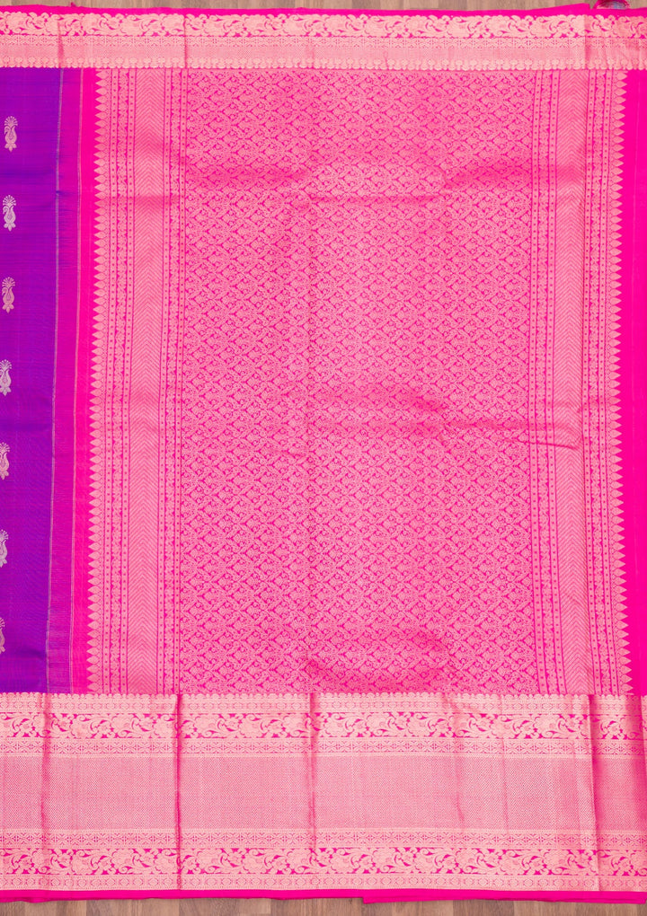 Purple Zariwork Pure Silk Saree-Koskii