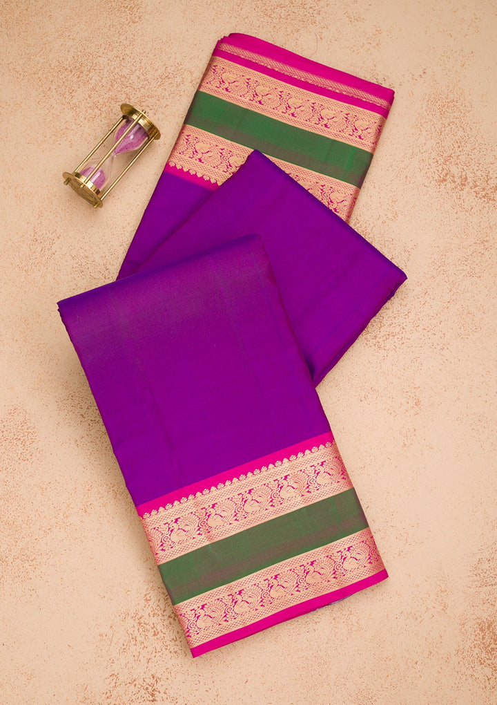 Purple Zariwork Pure Silk Saree-Koskii