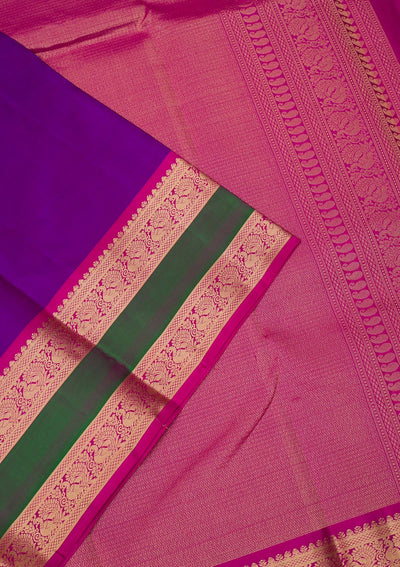 Purple Zariwork Pure Silk Saree-Koskii