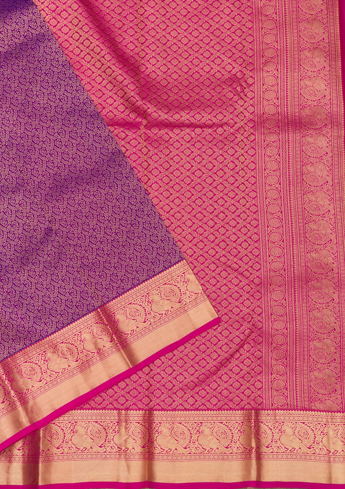 Purple Zariwork Pure Silk Saree-Koskii