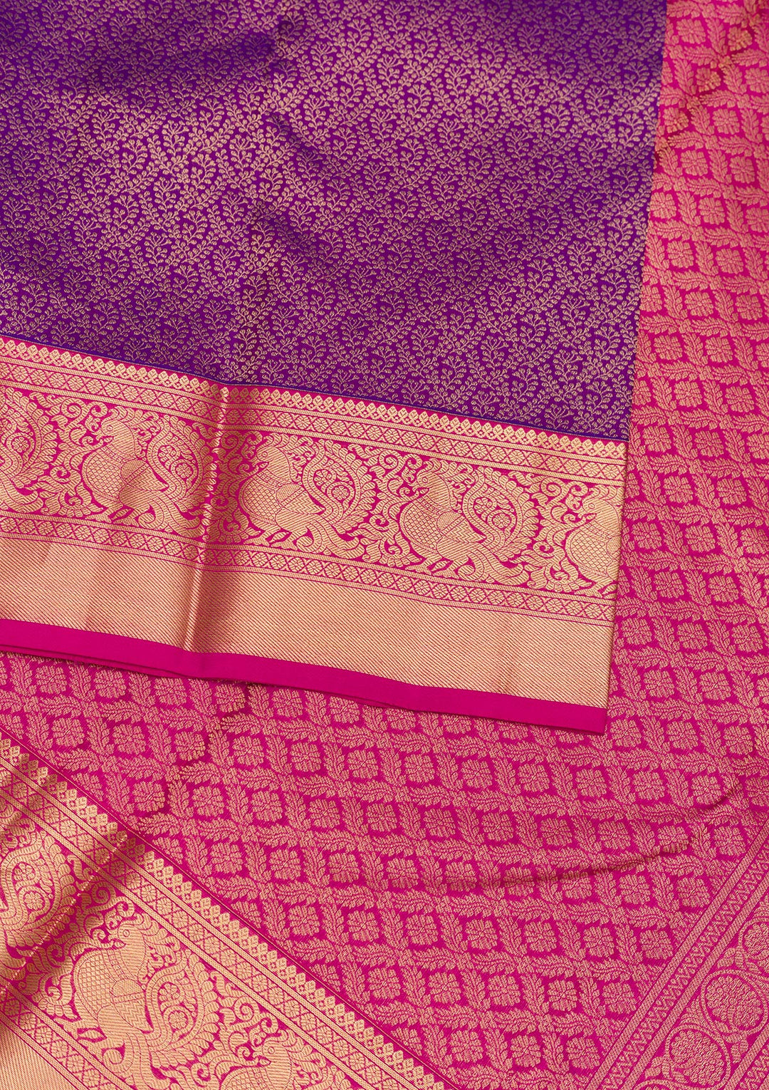 Purple Zariwork Pure Silk Saree-Koskii