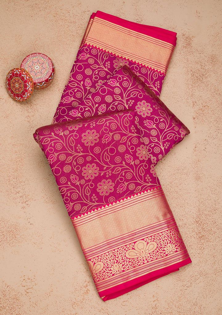 Purple Zariwork Pure Silk Saree-Koskii