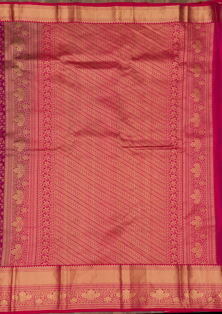 Purple Zariwork Pure Silk Saree-Koskii