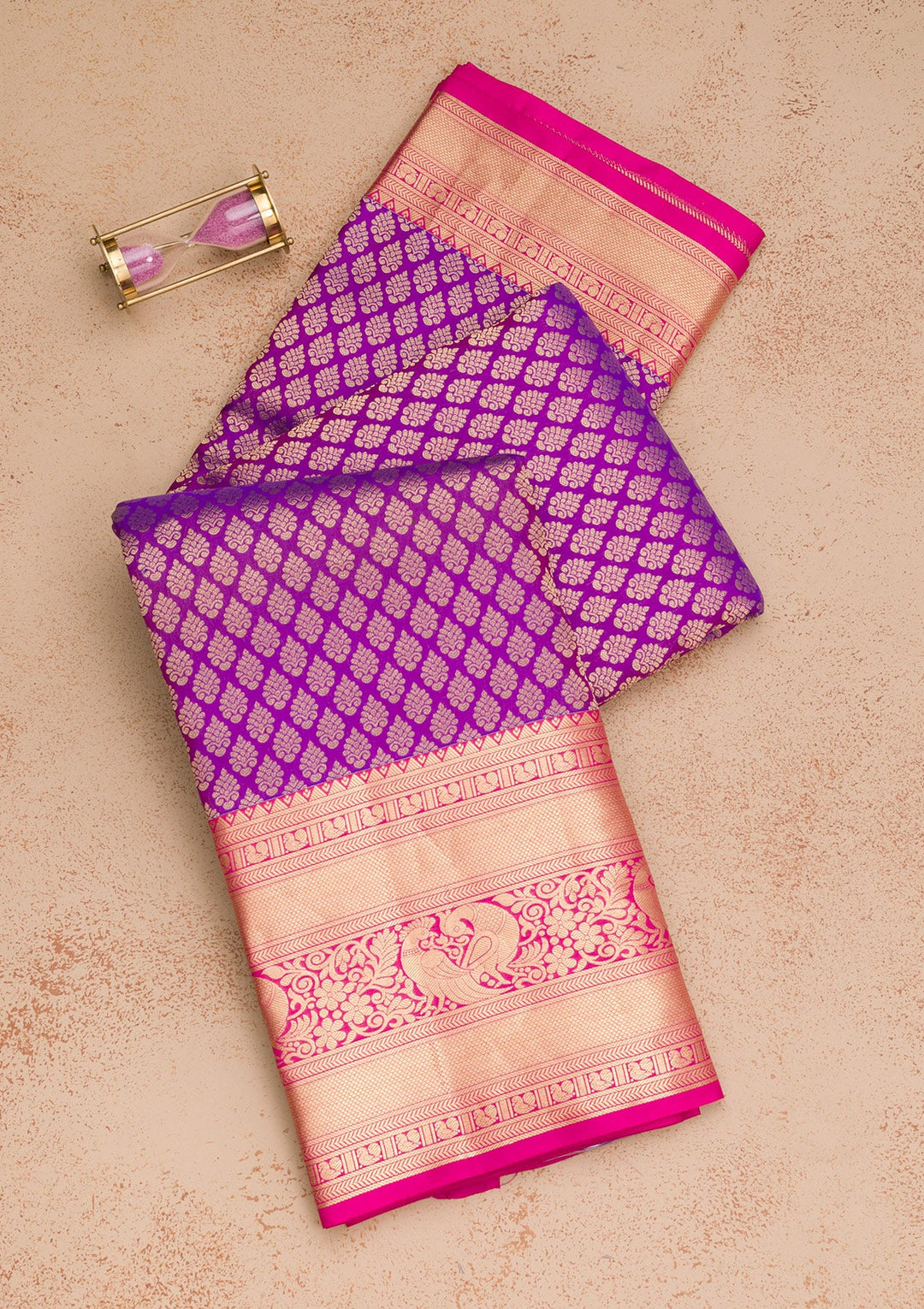 Purple Zariwork Pure Silk Saree-Koskii