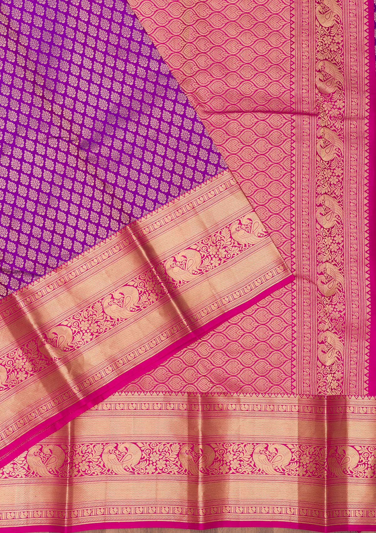 Purple Zariwork Pure Silk Saree-Koskii